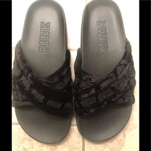 Victoria Secret Pink Faux Fur Slides